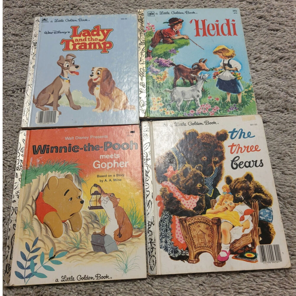 Vintage Little Golden Books Lot Disney Winnie the Pooh Lady and the Tramp